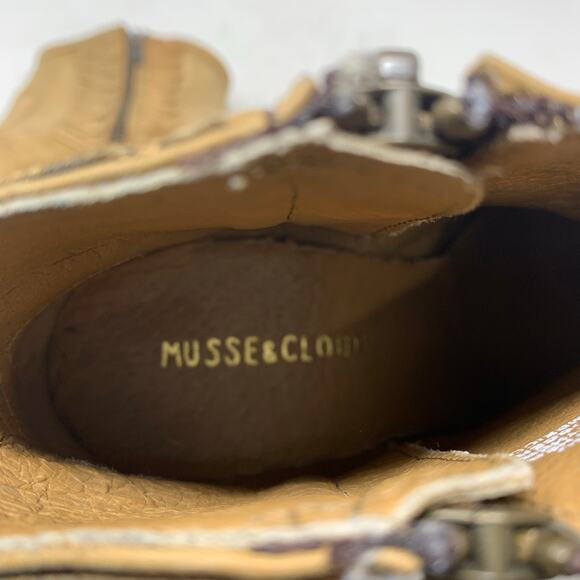 Musse & Cloud Athya Tan Leather Western Bootie Ankle Boot US Womens Size 5 EU 36 - Picture 9 of 10